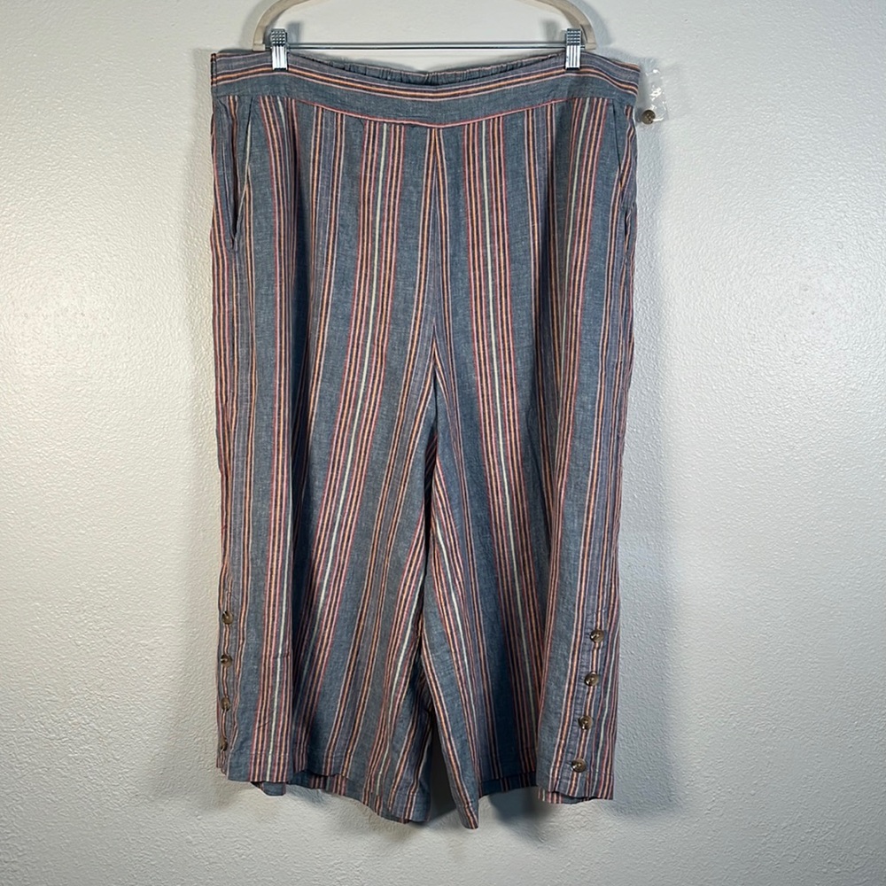Madewell stripped wide leg multi colored linen pants size 3X
